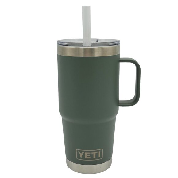 LASER ENGRAVED PERSONALIZATION YETI 25oz. STRAW LID TUMBLER IN CAMP GREEN - Picture 1 of 2